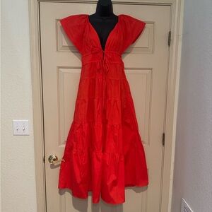 Orange Cotton Women's Dress